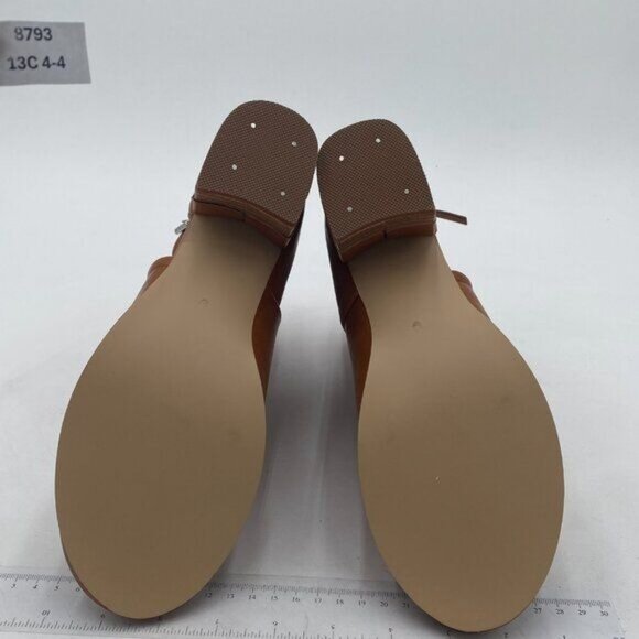 FSJ Brown Peep Open Toe Cut Out Buckle Ankle Bootie Block Low Heeled Shoes - Picture 7 of 8